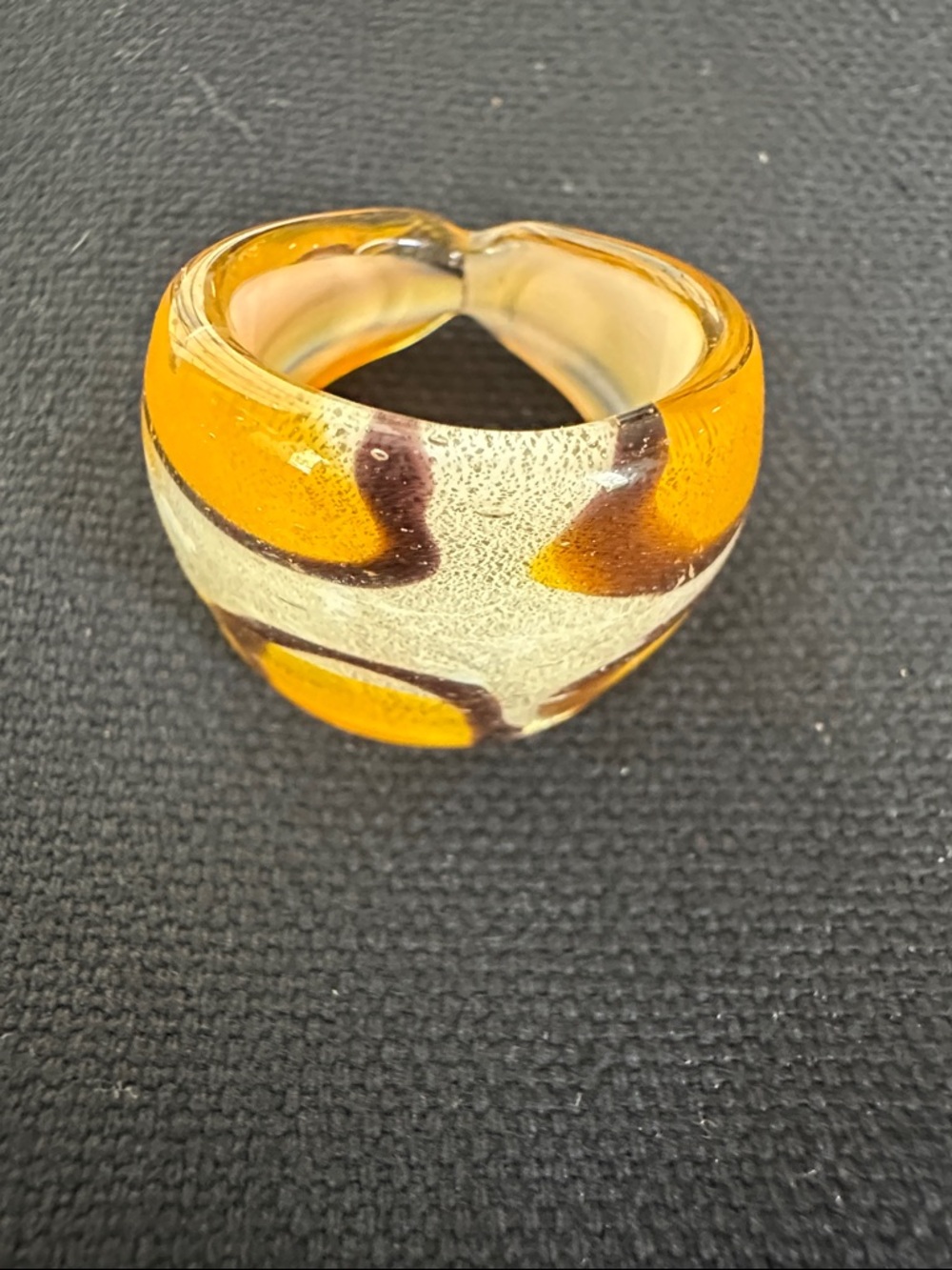 Vintage Murano Art Glass Dome Statement Ring - Women Jewelry